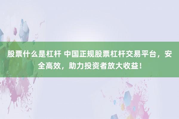 股票什么是杠杆 中国正规股票杠杆交易平台，安全高效，助力投资者放大收益！