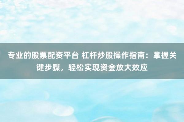 专业的股票配资平台 杠杆炒股操作指南：掌握关键步骤，轻松实现资金放大效应