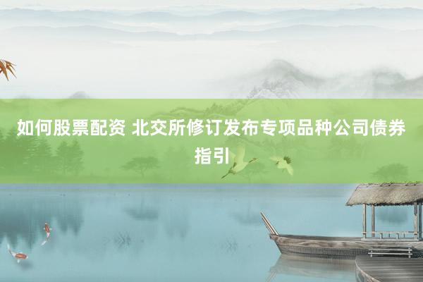 如何股票配资 北交所修订发布专项品种公司债券指引