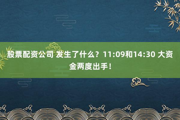股票配资公司 发生了什么？11:09和14:30 大资金两度出手！