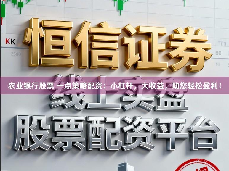 农业银行股票 一点策略配资：小杠杆，大收益，助您轻松盈利！